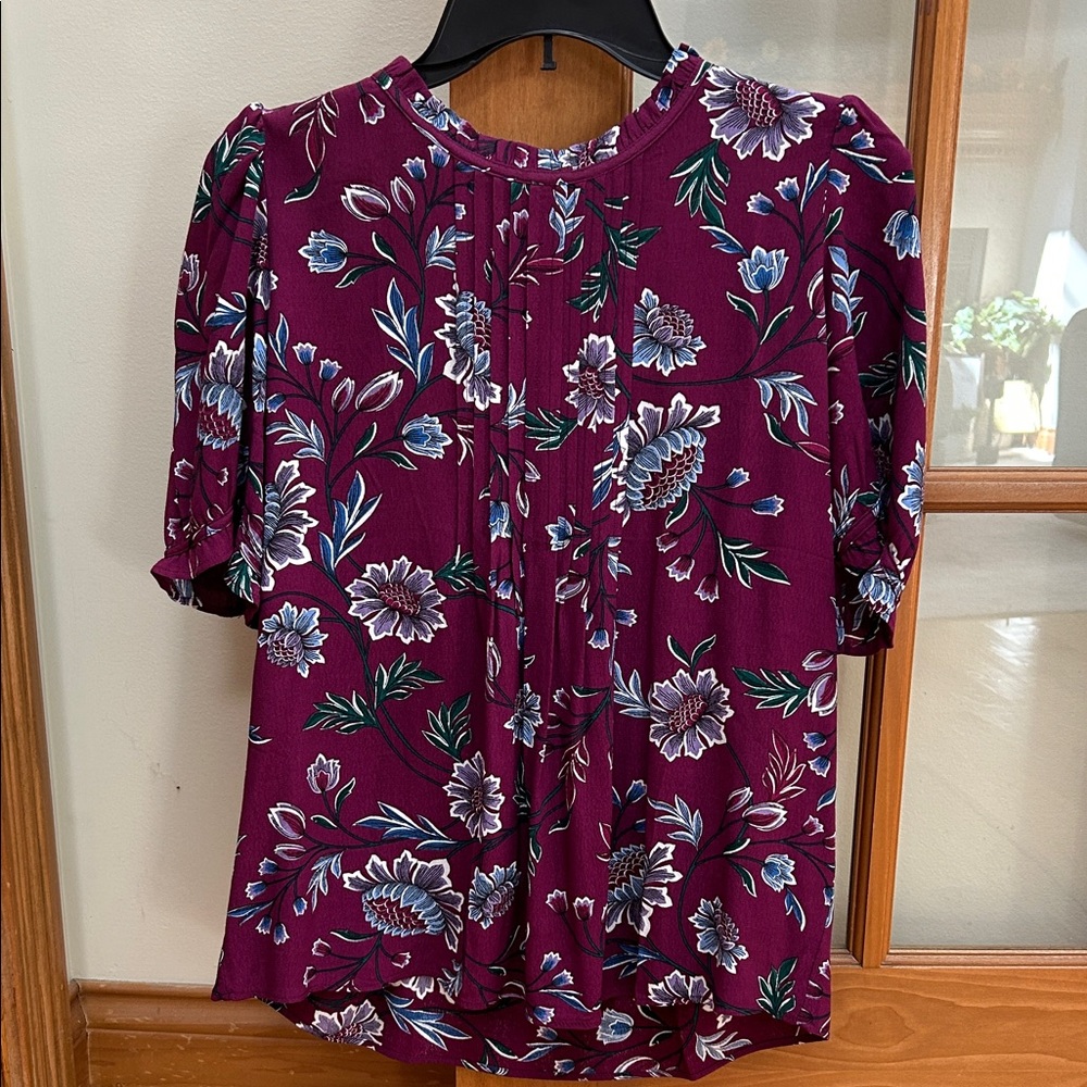 LOFT Purple Floral Blouse